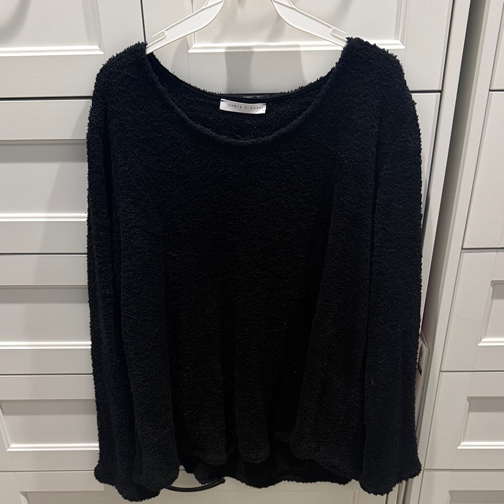 Chris & Carol Black Fuzzy Sweatshirt